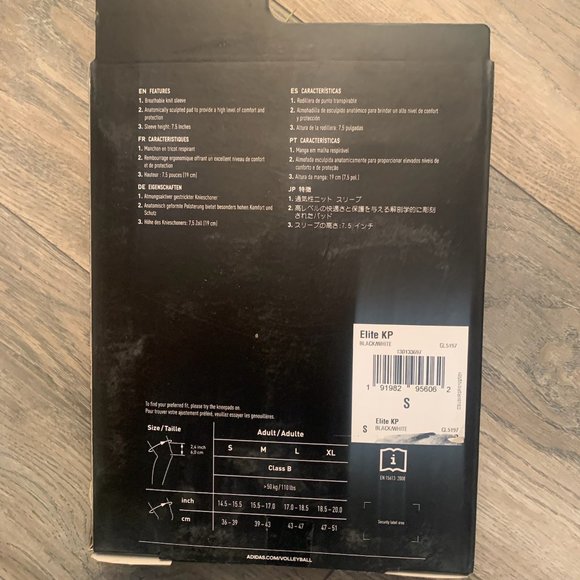 NWT ADIDAS ELITE HIGH LEVEL PROTECTION KNEEPAD 1 PAIR 2 PADS BLACK & WHITE S, M - Picture 2 of 7